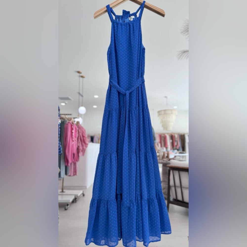 Jade Melody Tam Royal Blue Halter Maxi NWT small